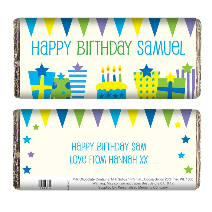 Blue Birthday Presents Chocolate Bar